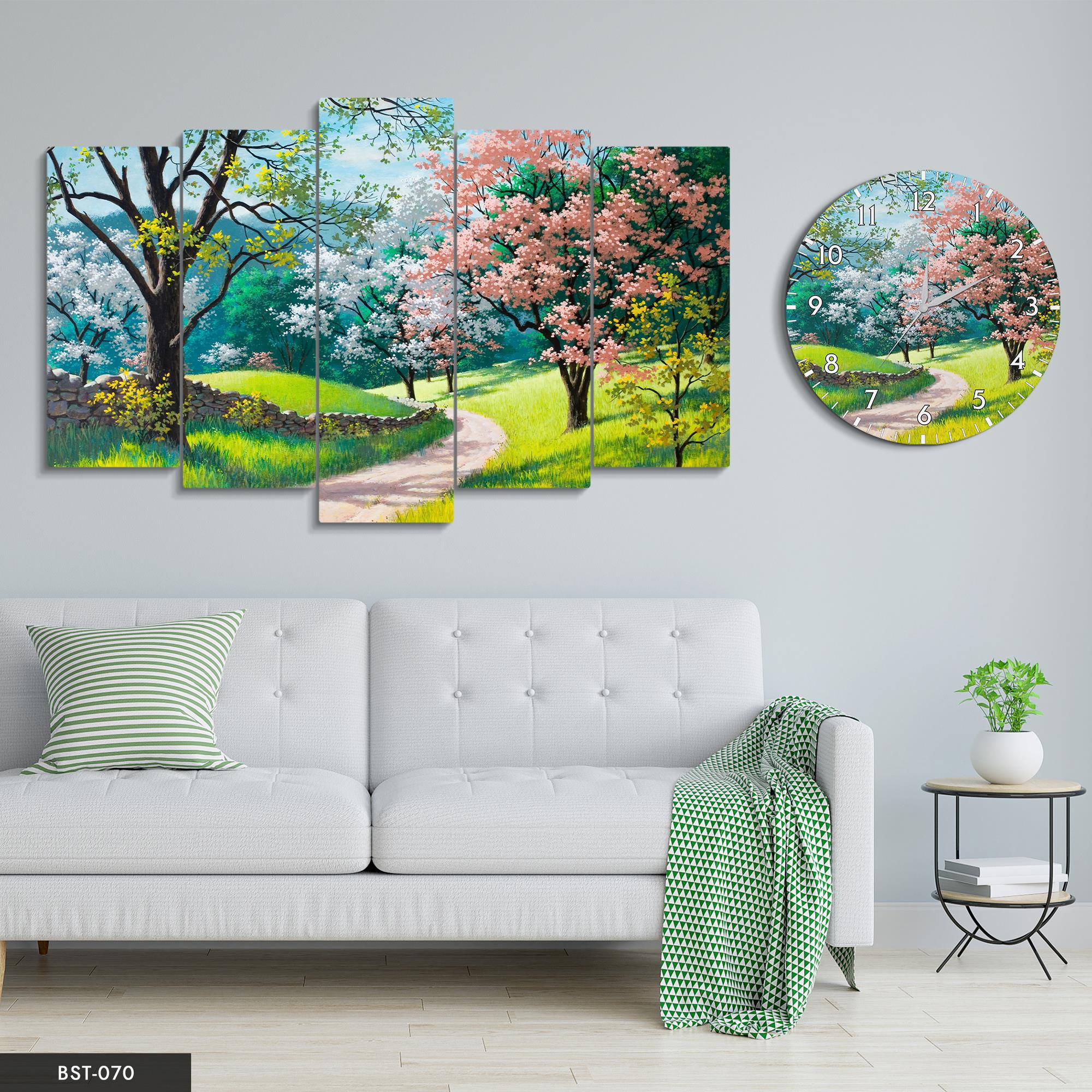 Doğanın Zerafetliği MDF Tablo Saatli Set