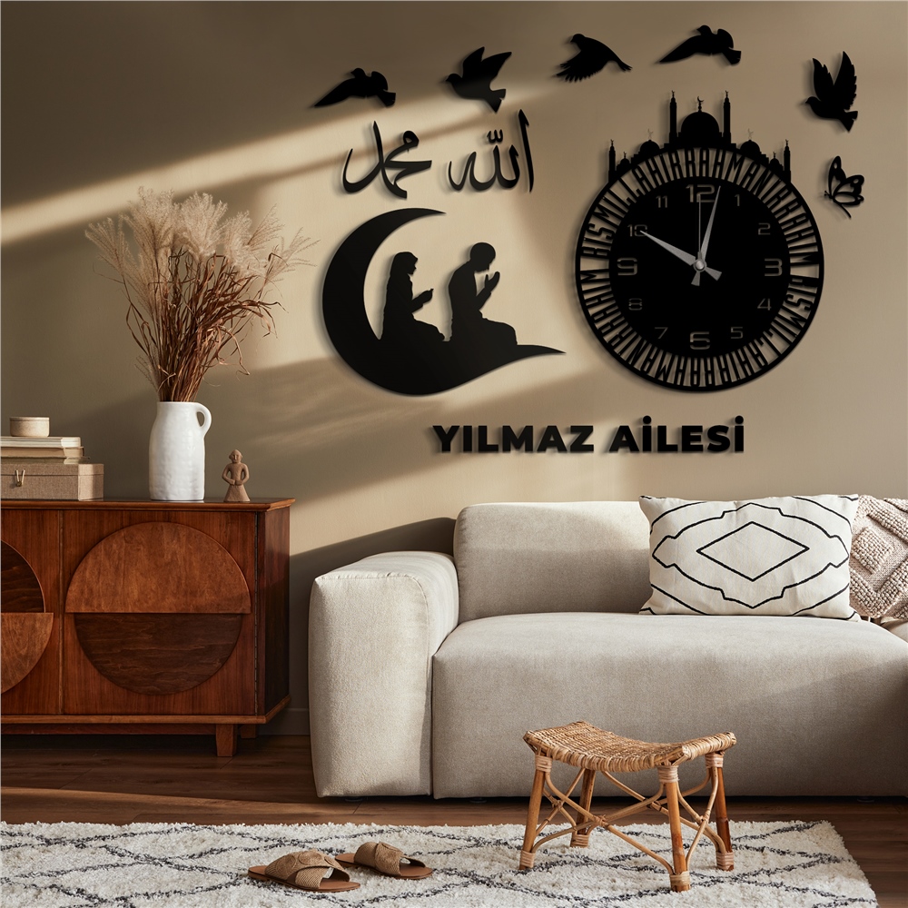 Dua Kişiye Özel Dekor Saat Set