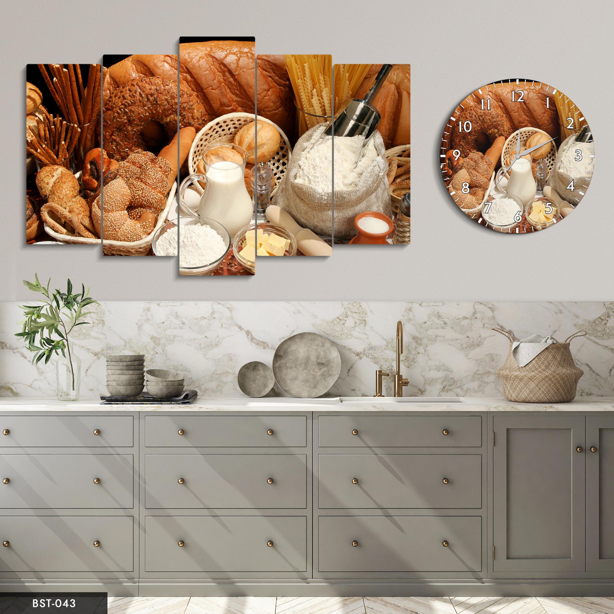 Ekmek Unlular MDF Tablo Saatli Set