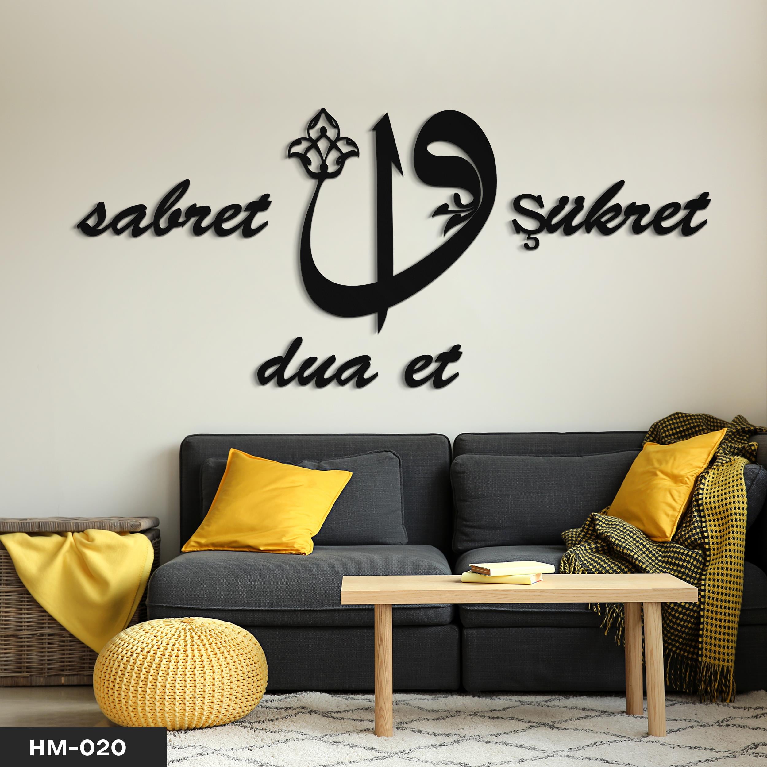 Elif Vav Sabret Şükret Dua et Dekoratif Duvar Dekoru