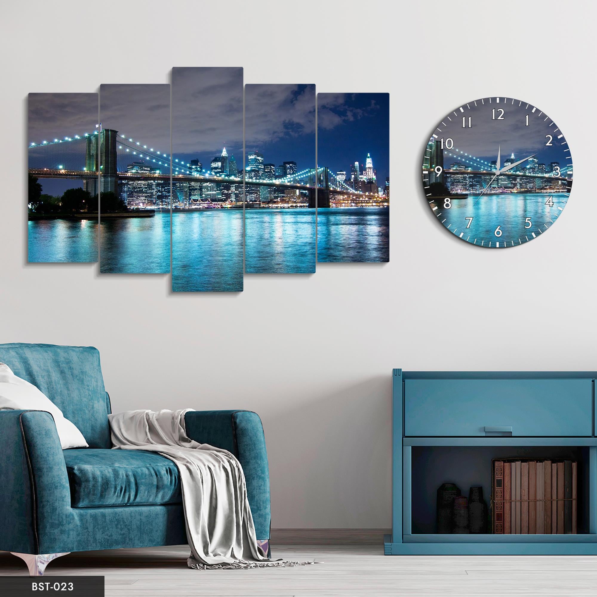 İstanbul Köprüsü MDF Tablo Saatli Set