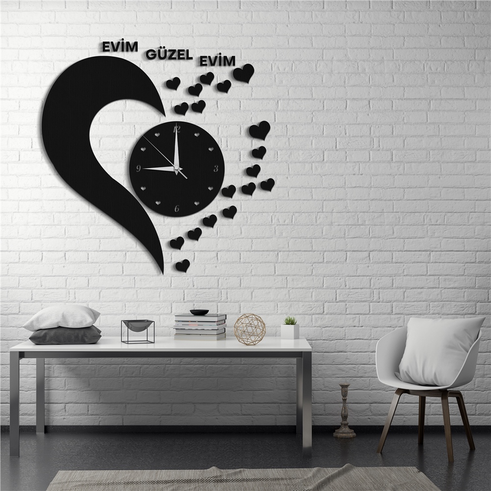 Kelebek Aile Kişiye Özel Dekor Saat Set