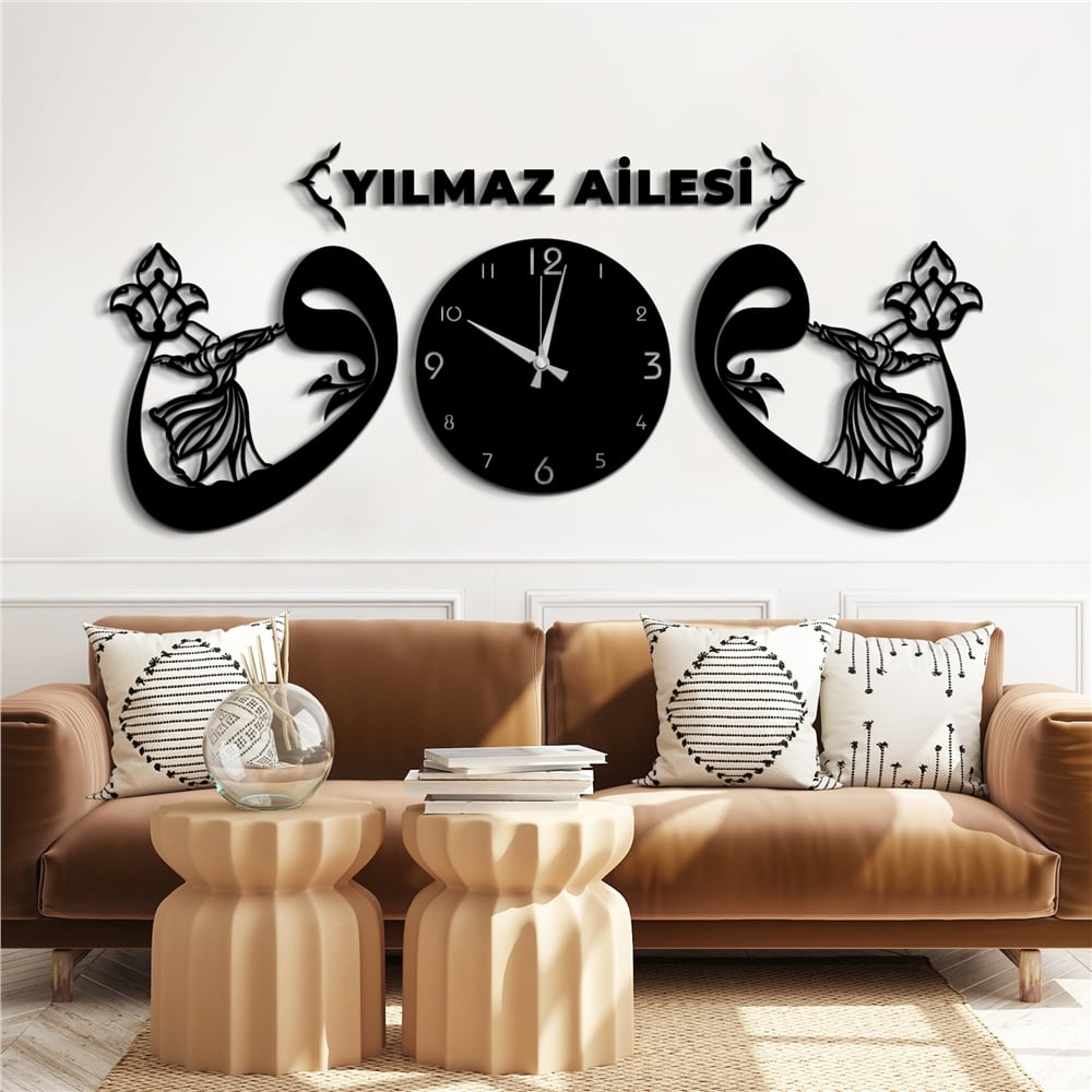 Vav Semazen Kişiye Özel Dekor Saat Set