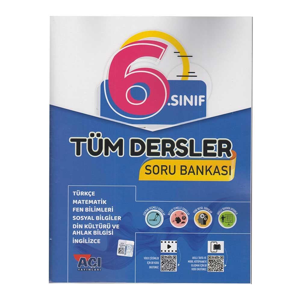 AÇI YAYINLARI /  6.SINIF TÜM DERSLER(42966) SORU BANKASI(YENİ)