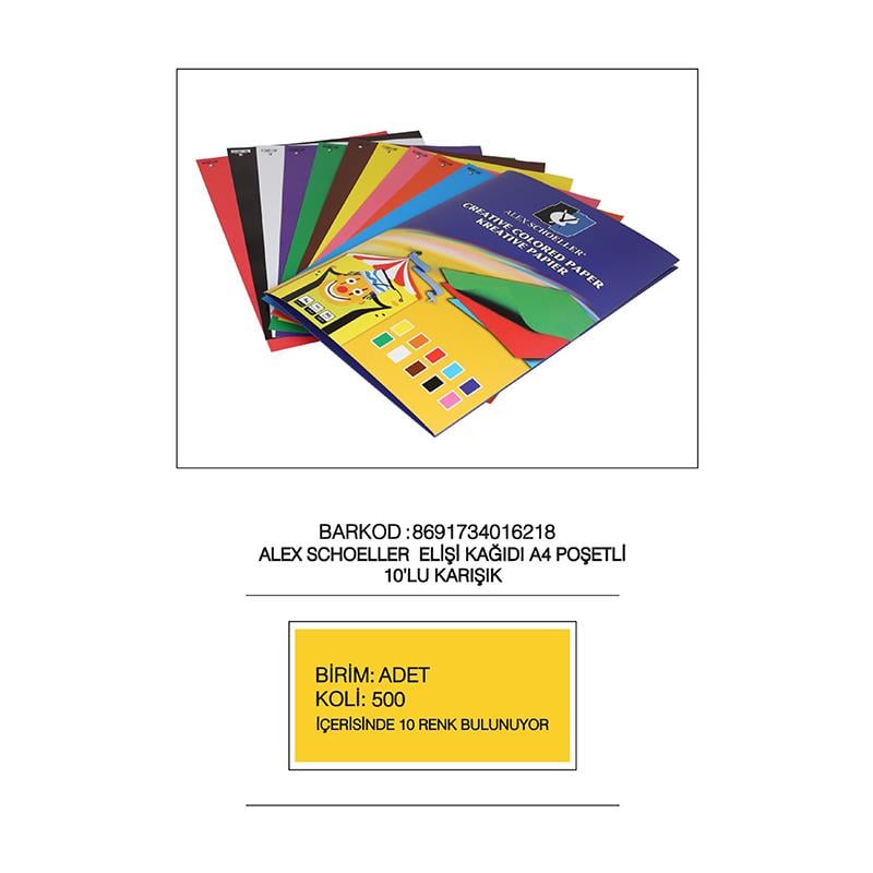 ALEX ELİŞİ KAĞIDI 10 RENK 10LU KRŞ PŞT