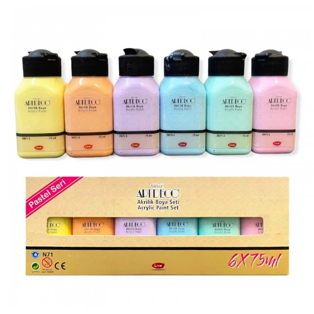 ARTDECO 070I-AS2 AKRİLİK BOYA 6X75ML SET PASTEL RENKLER