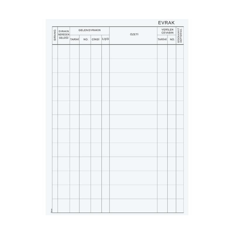 DİLMAN EVRAK KAYIT DEF CİLTLİ 96YP