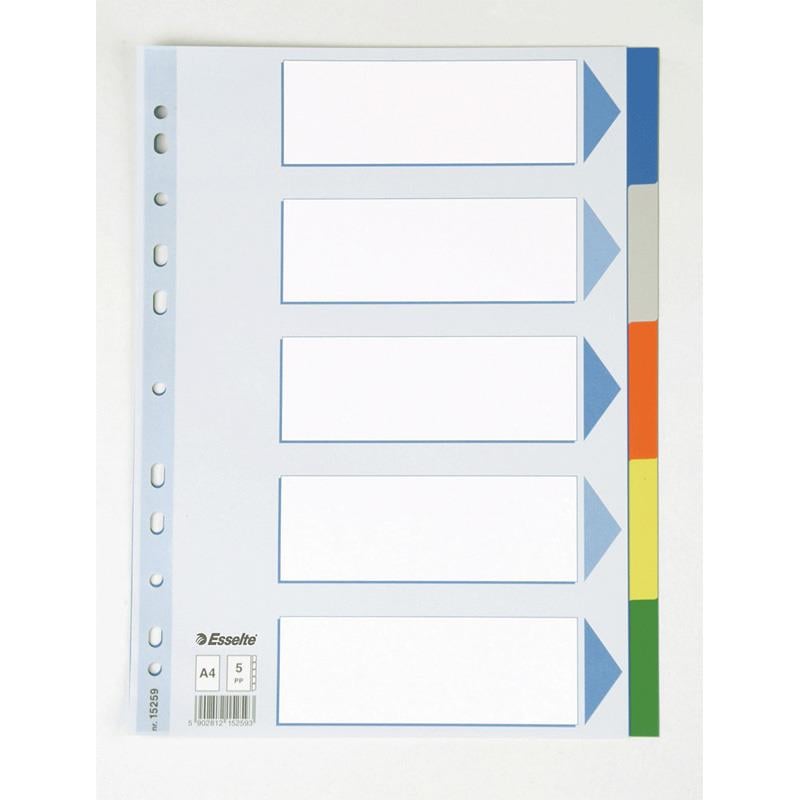 ESSELTE 15259 SEPERATÖR A4 5 RENKLİ ASORTİ