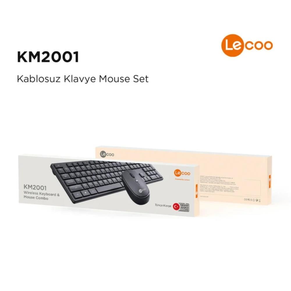 LECOO KM2001 WİRELEES SİYAH KLAVYE MOUSE SET