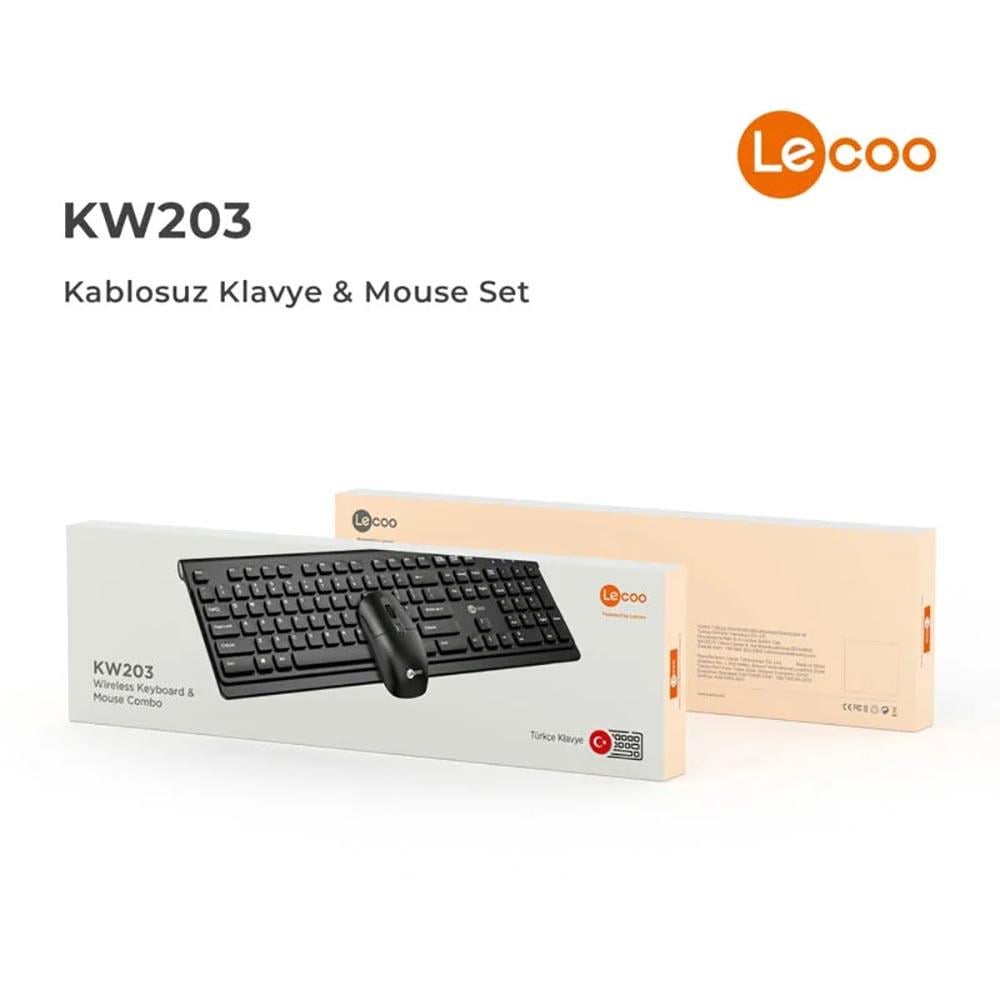 LECOO KW203 WİRELESS SİYAH KLAVYE MOUSE SET