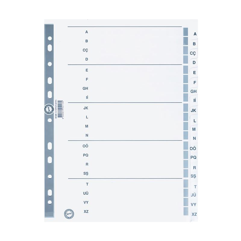 SERVE 5328 SEPERATÖR A-Z HARF ŞEFFAF