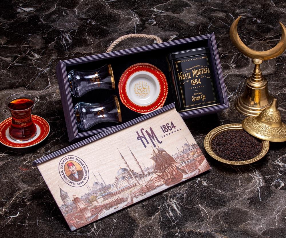 Ahşap Kutuda 2'li Çay Seti