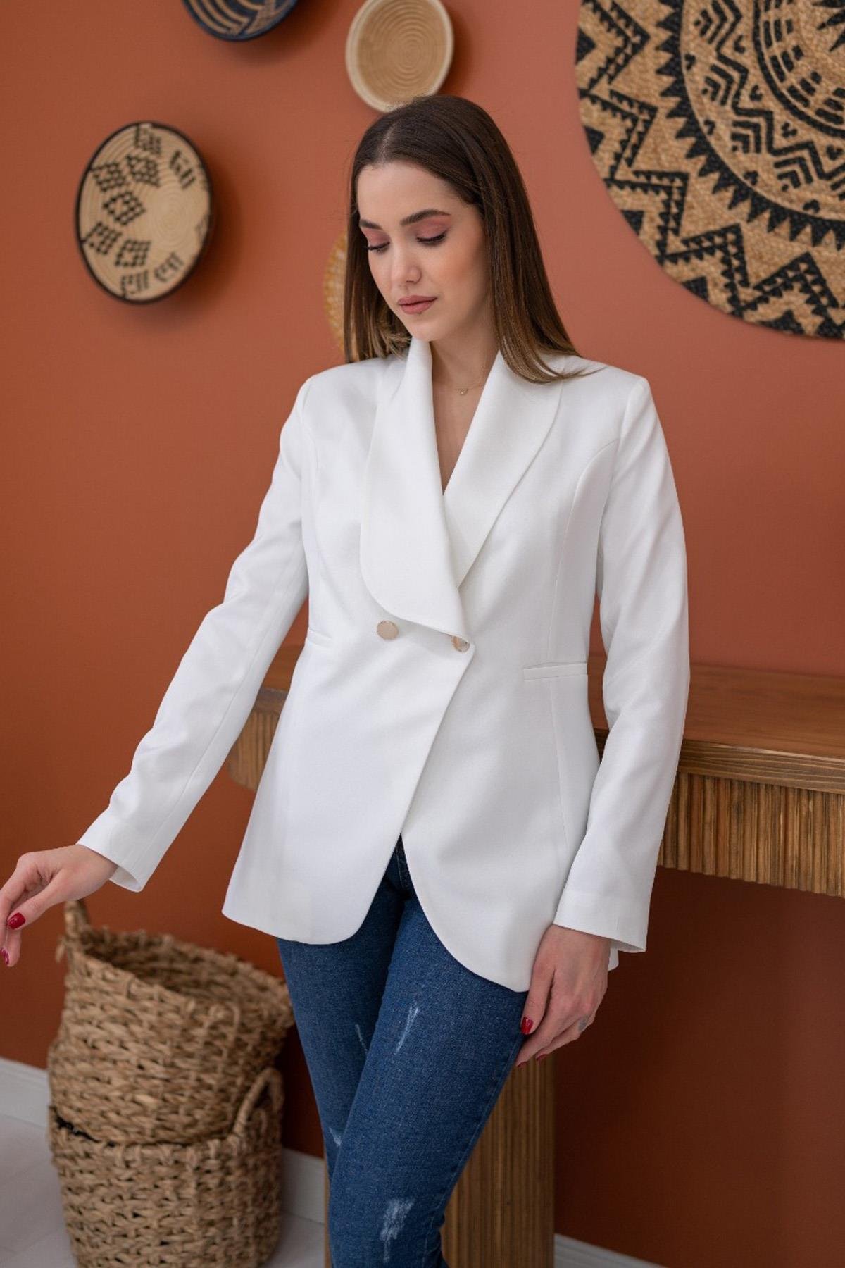 Blazer Ceket - Beyaz
