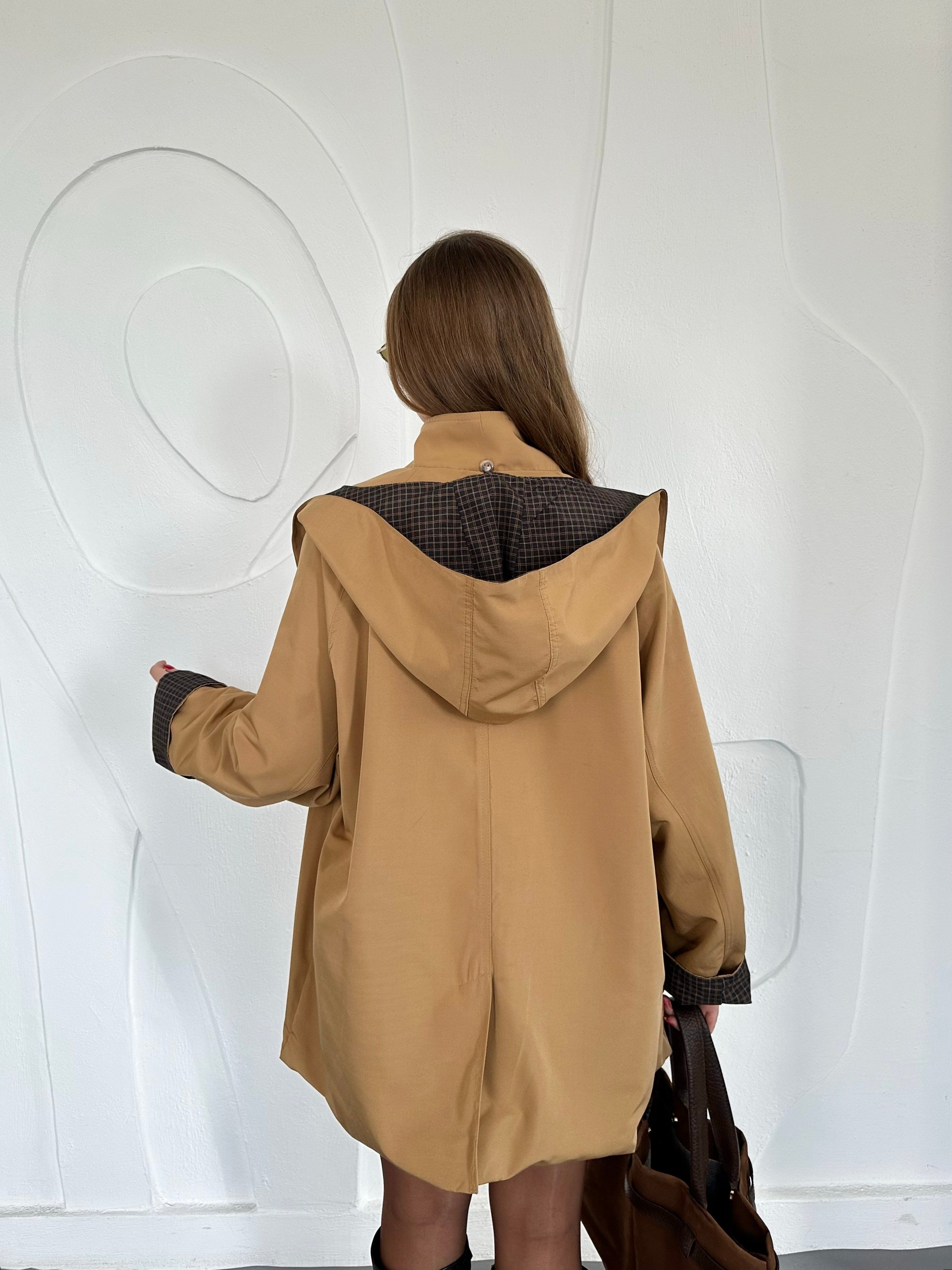 Camel Kapşonlu Ceket