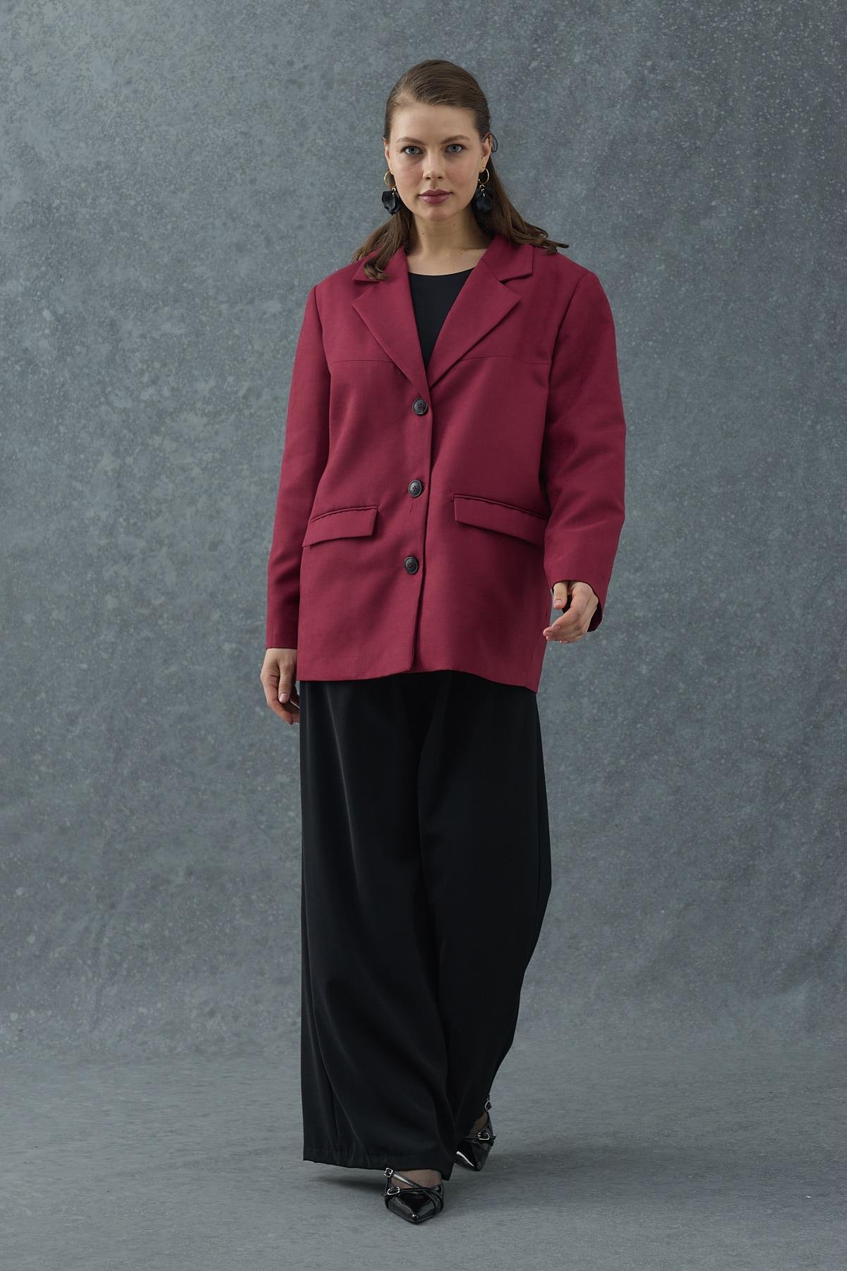 Cep Detaylı Blazer Süet Ceket