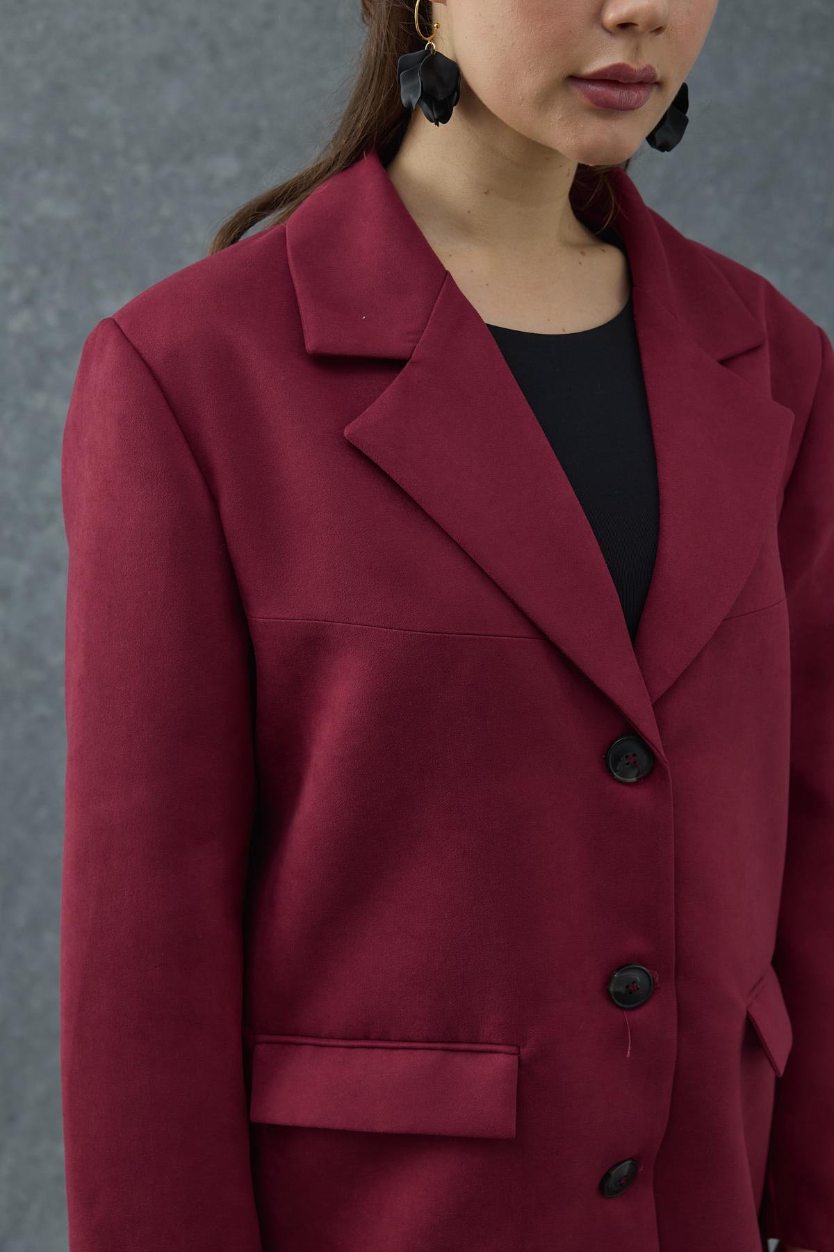 Cep Detaylı Blazer Süet Ceket