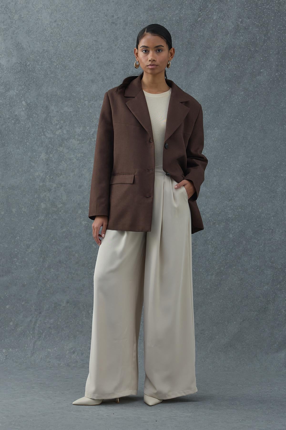 Cep Detaylı Blazer Süet Ceket