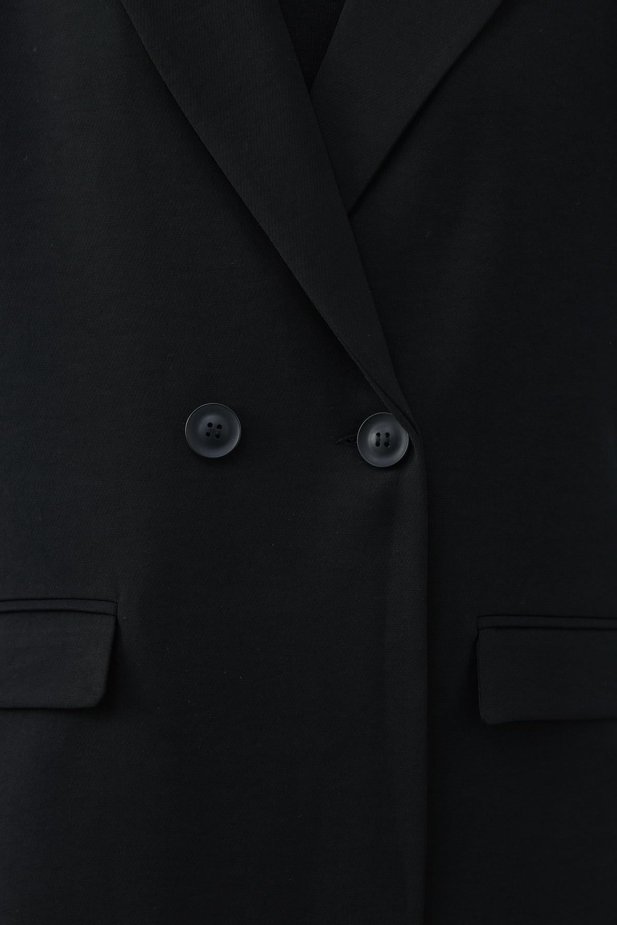 Cep Detaylı Düğmeli Blazer Ceket