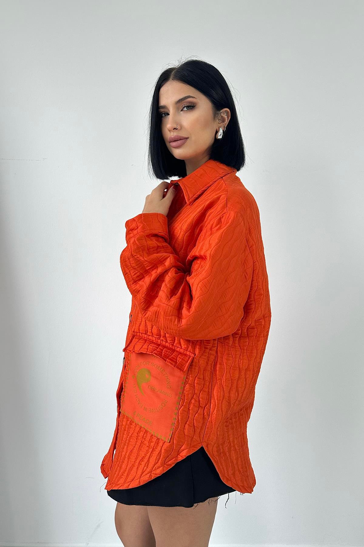 Cepli Kapitone Gömlek - Oranj