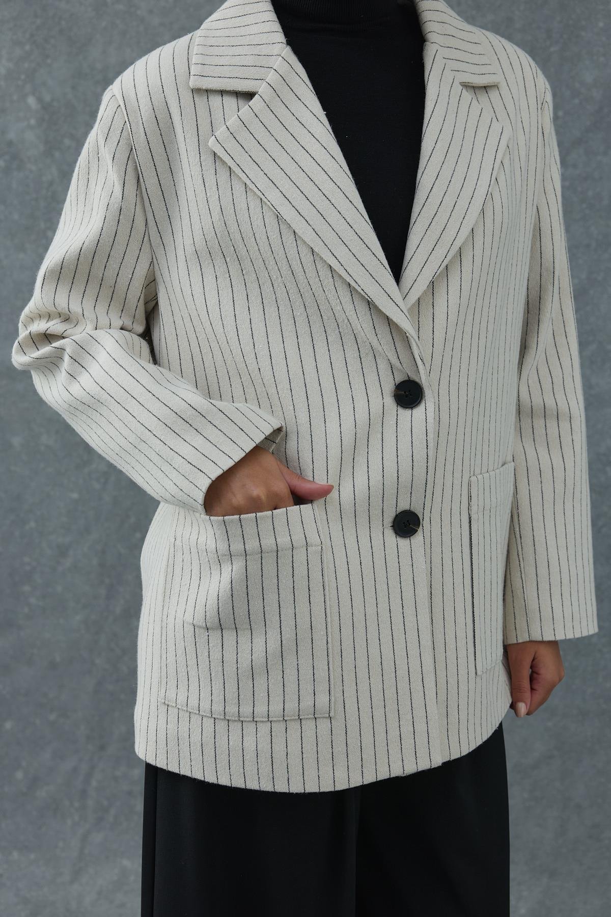 Çizgili Oversize Ceket