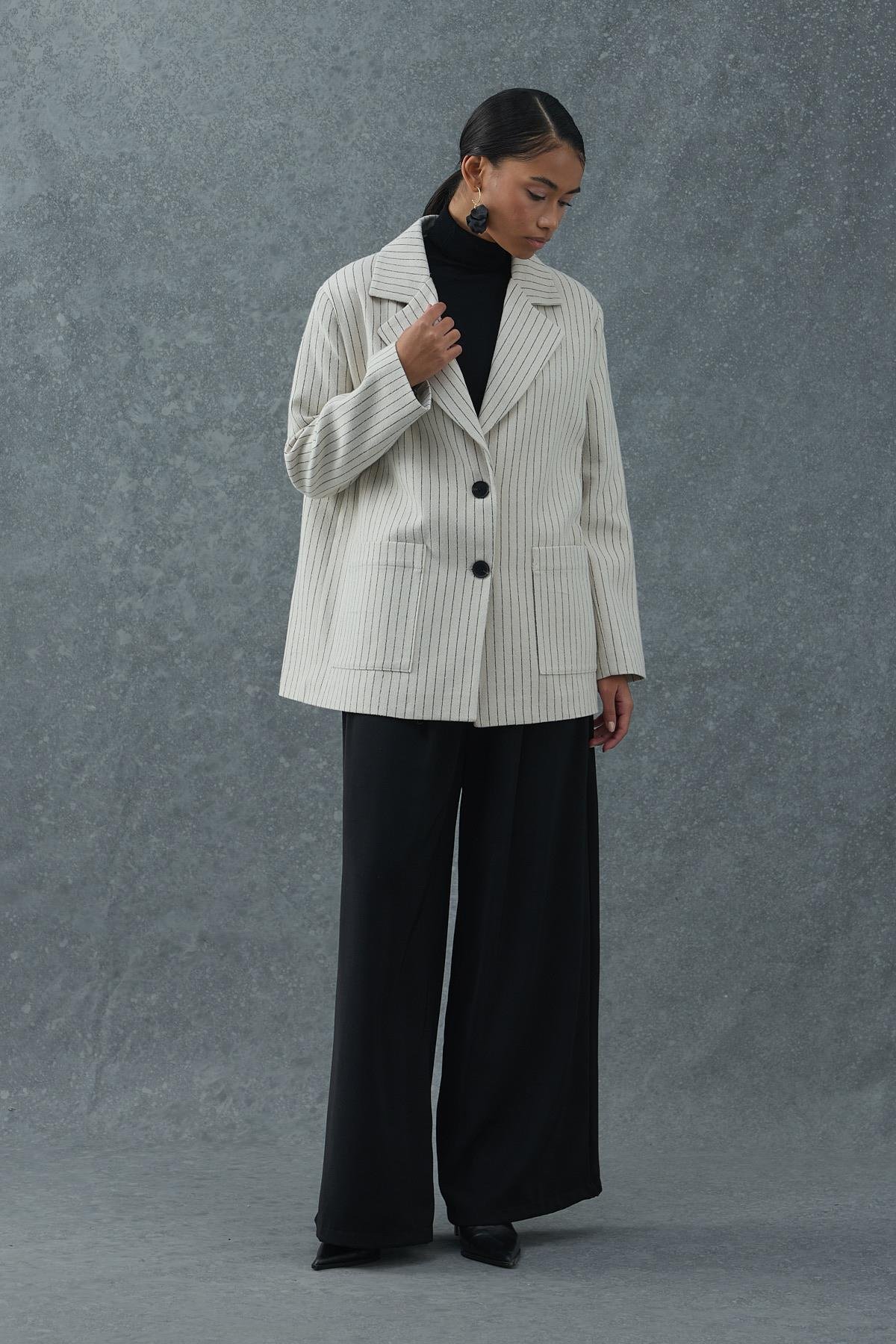 Çizgili Oversize Ceket