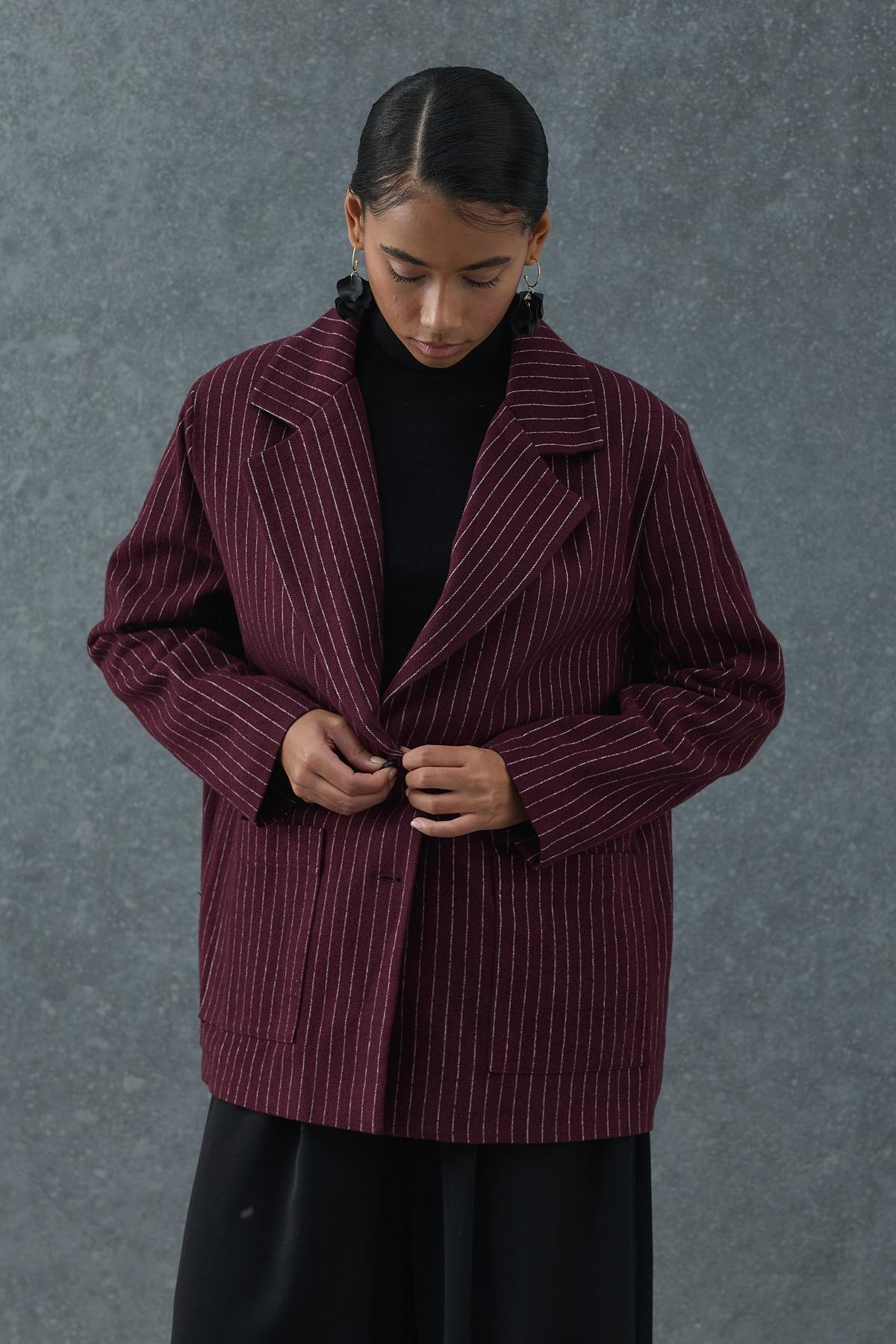 Çizgili Oversize Ceket
