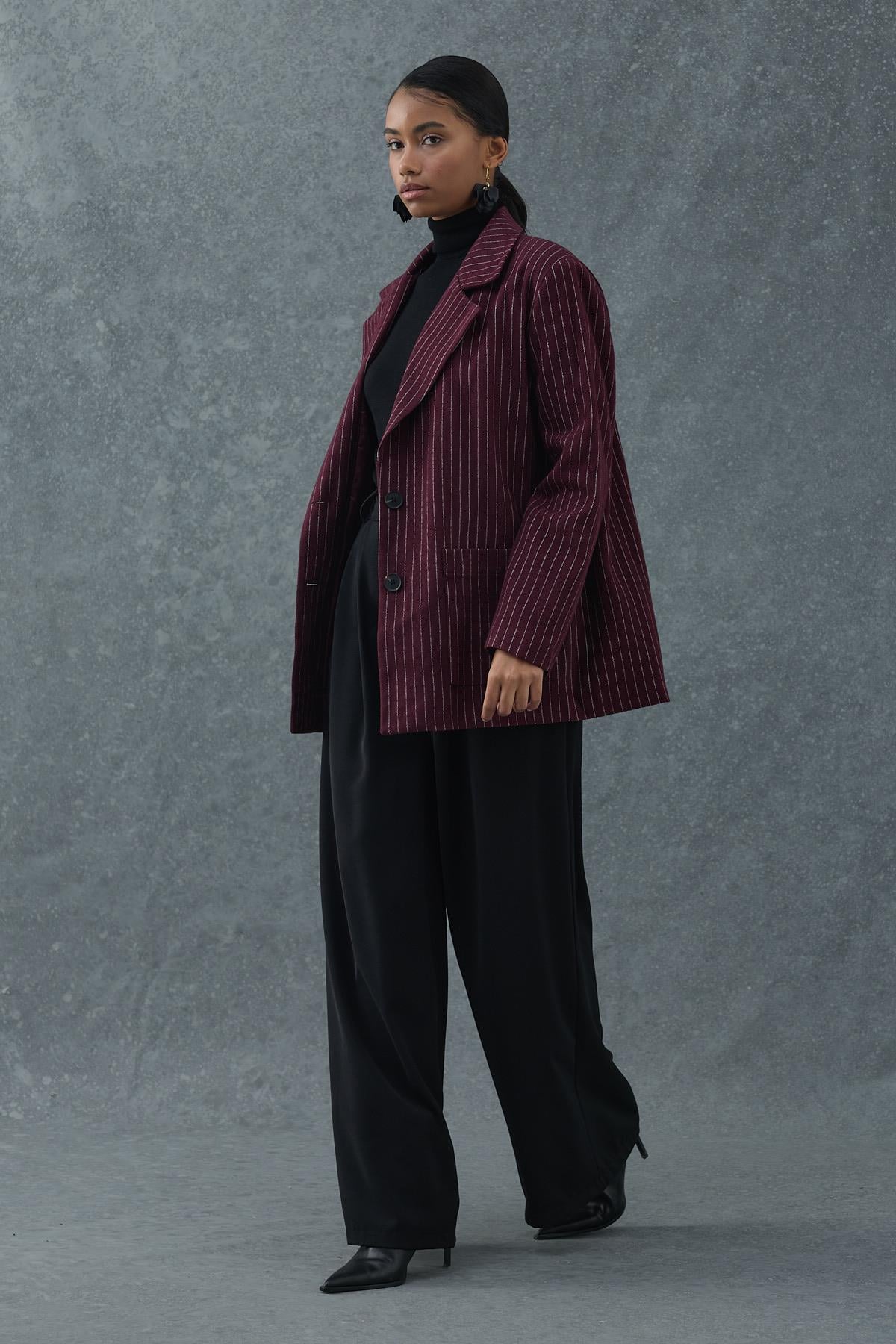 Çizgili Oversize Ceket