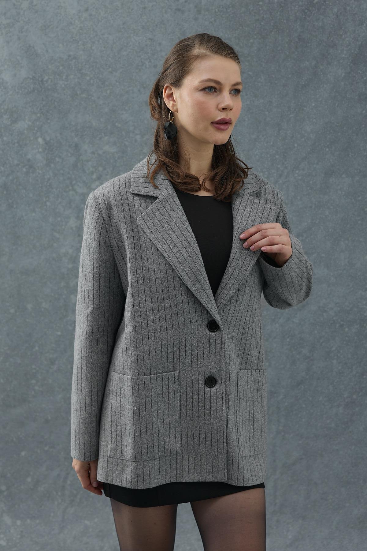 Çizgili Oversize Ceket