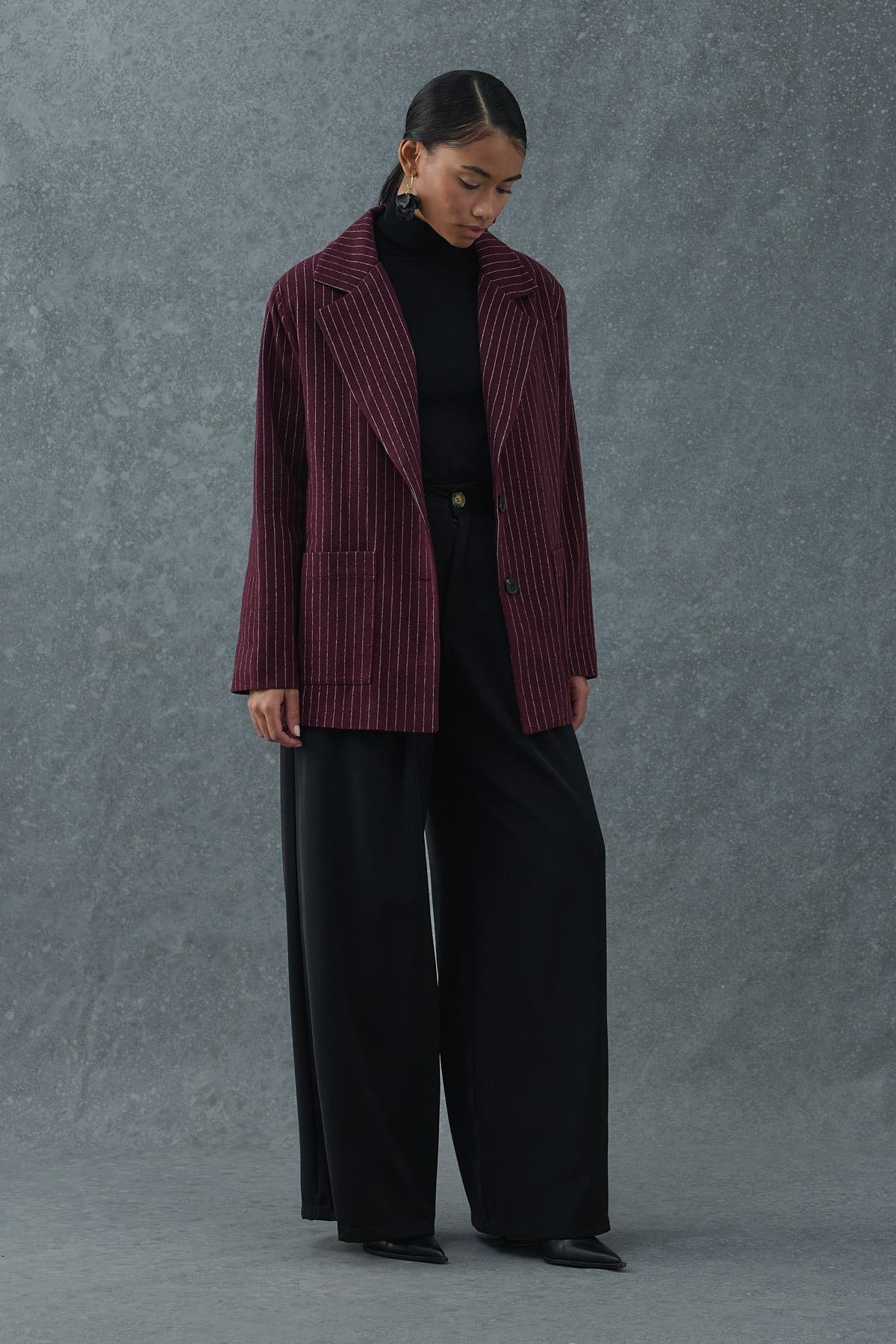 Çizgili Oversize Ceket