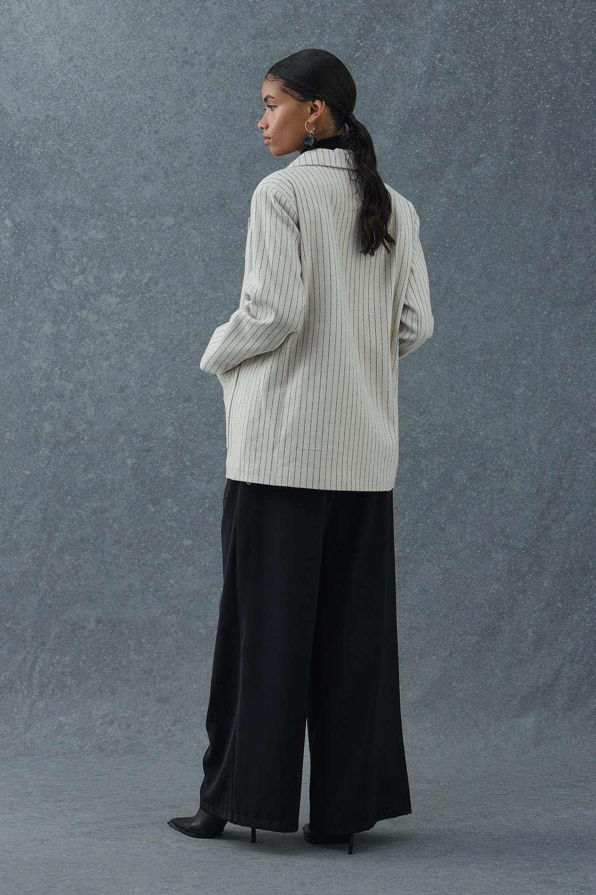 Çizgili Oversize Ceket