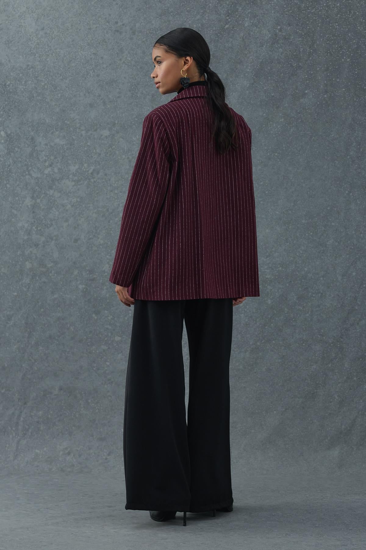 Çizgili Oversize Ceket