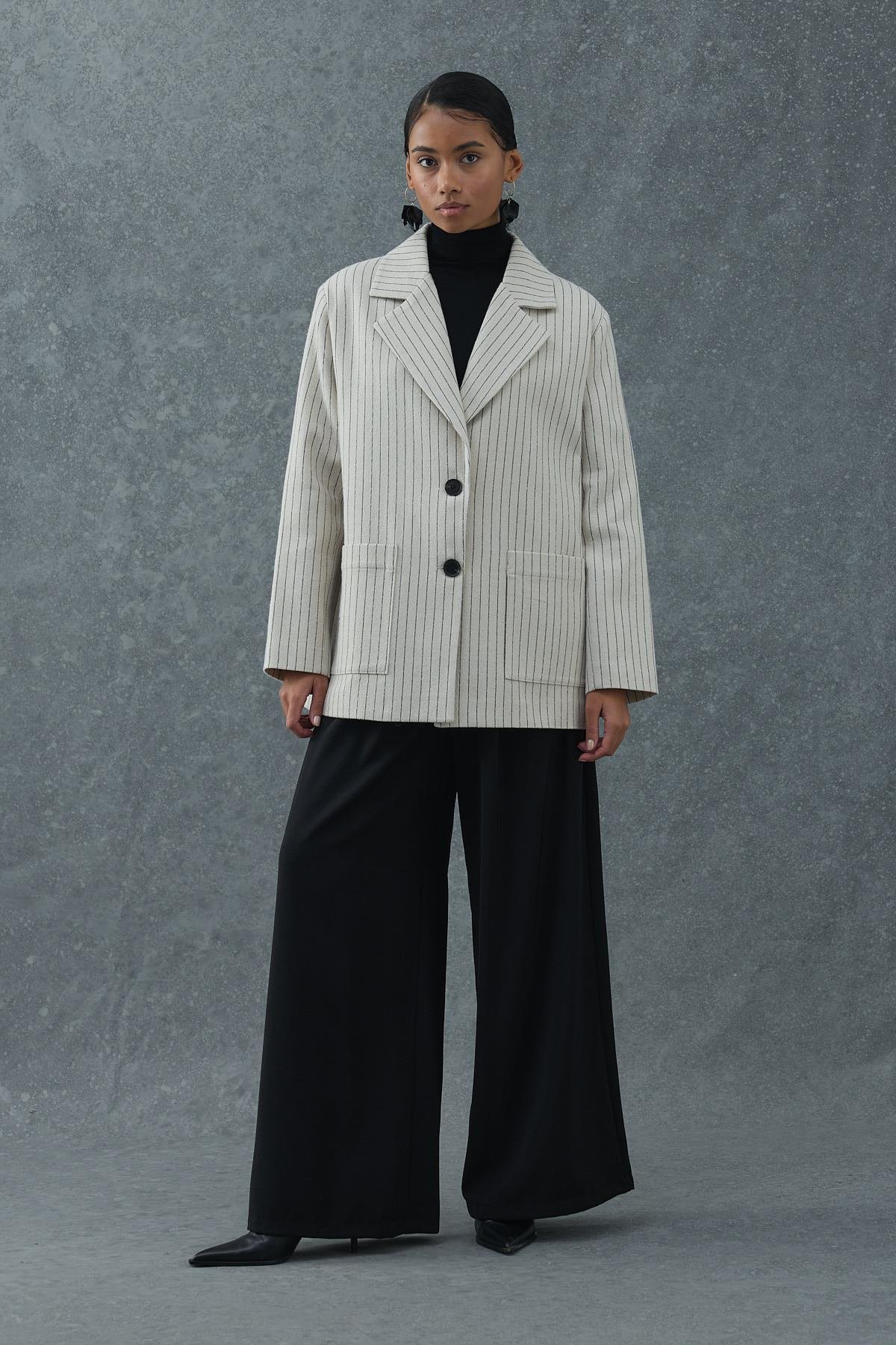 Çizgili Oversize Ceket