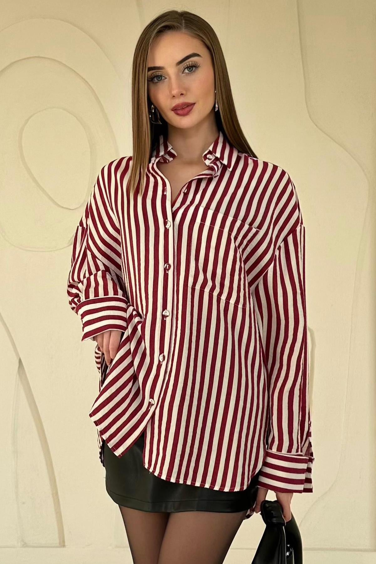 Çizgili Oversize Gömlek