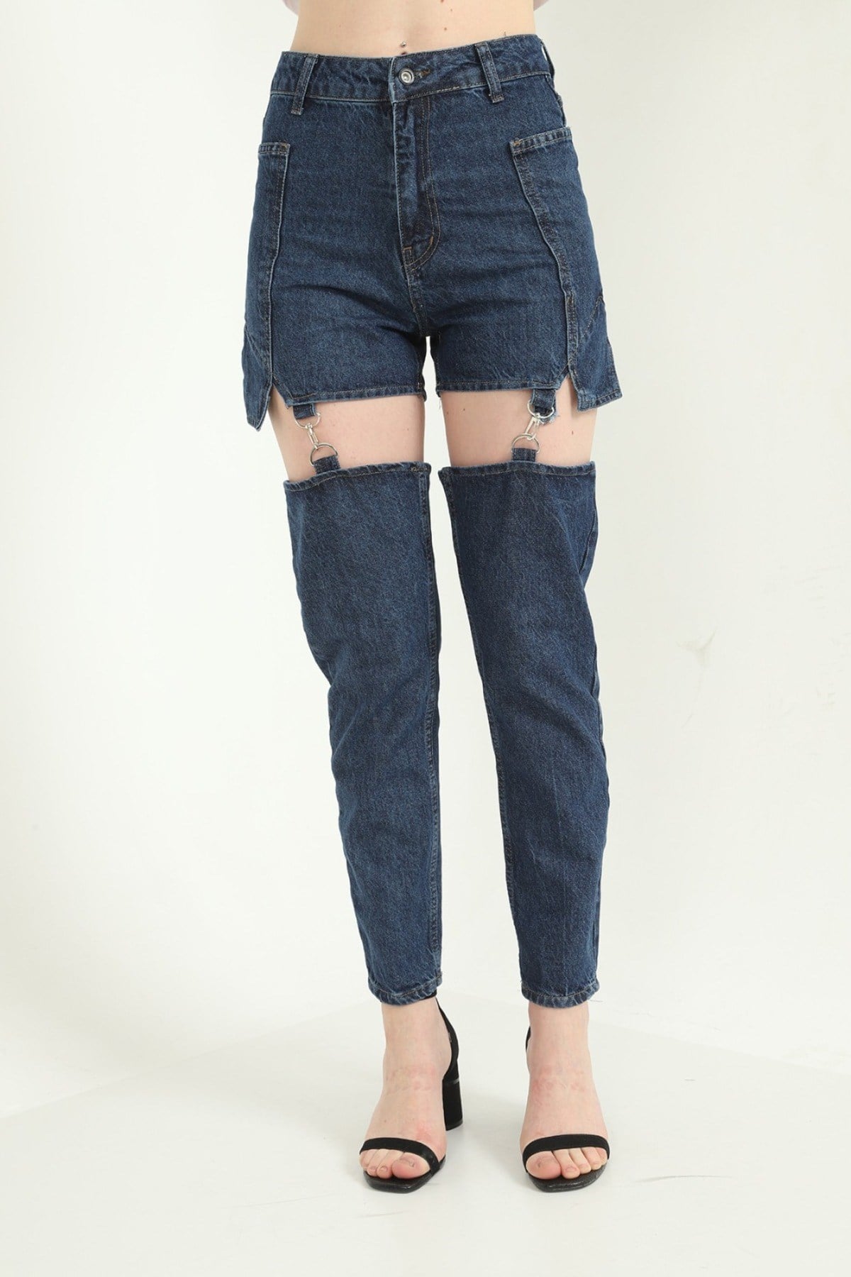 ELBEE Askılı İki Parça Jeans Pantolon - Mavi