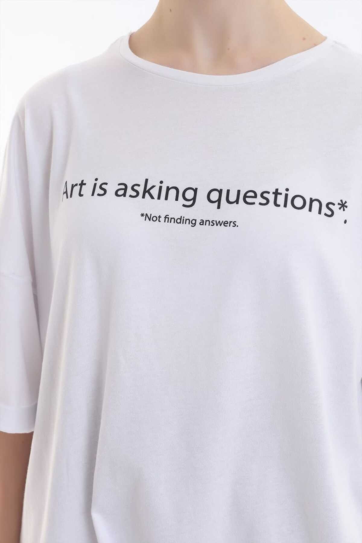 ELBEE Baskılı Casual T-Shirt - Beyaz