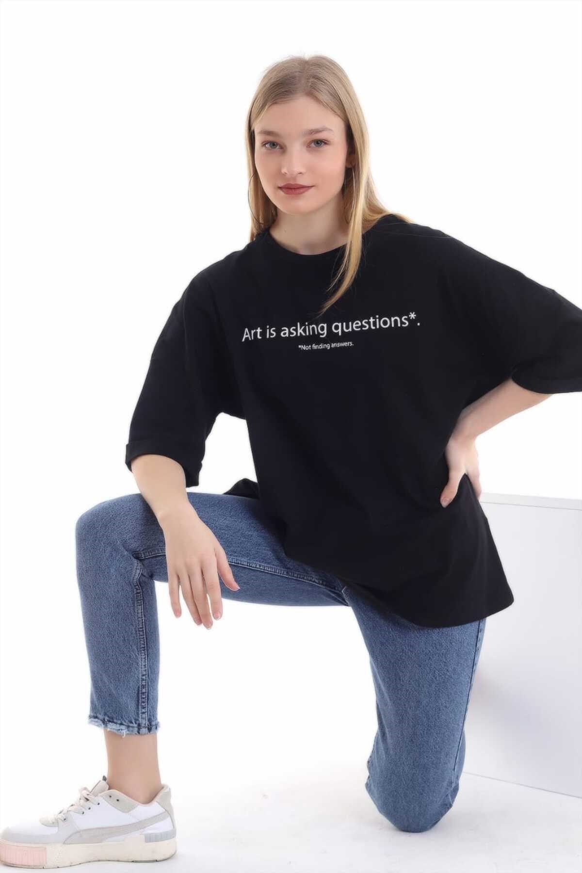 ELBEE Baskılı Casual T-Shirt - Siyah