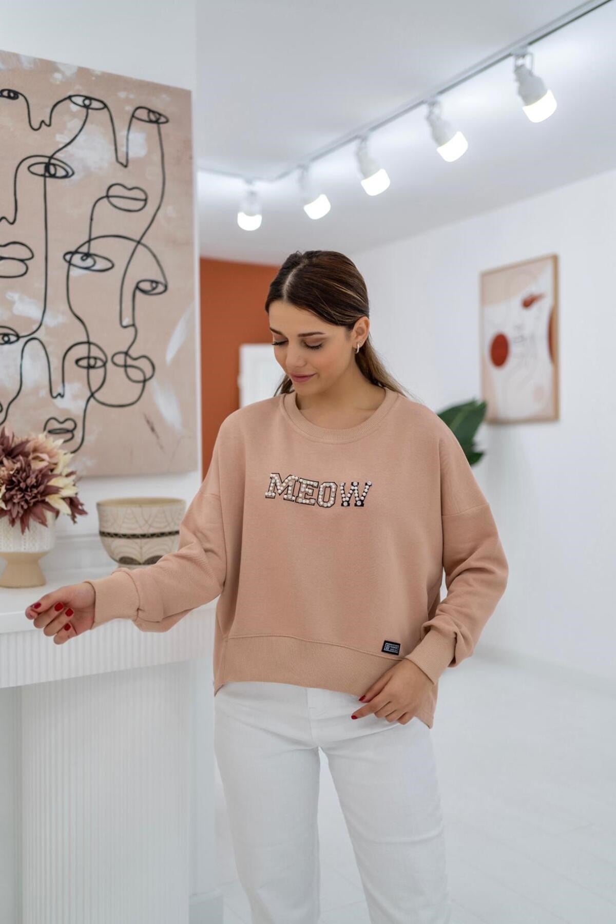 ELBEE Baskılı Sweatshirt - Bej