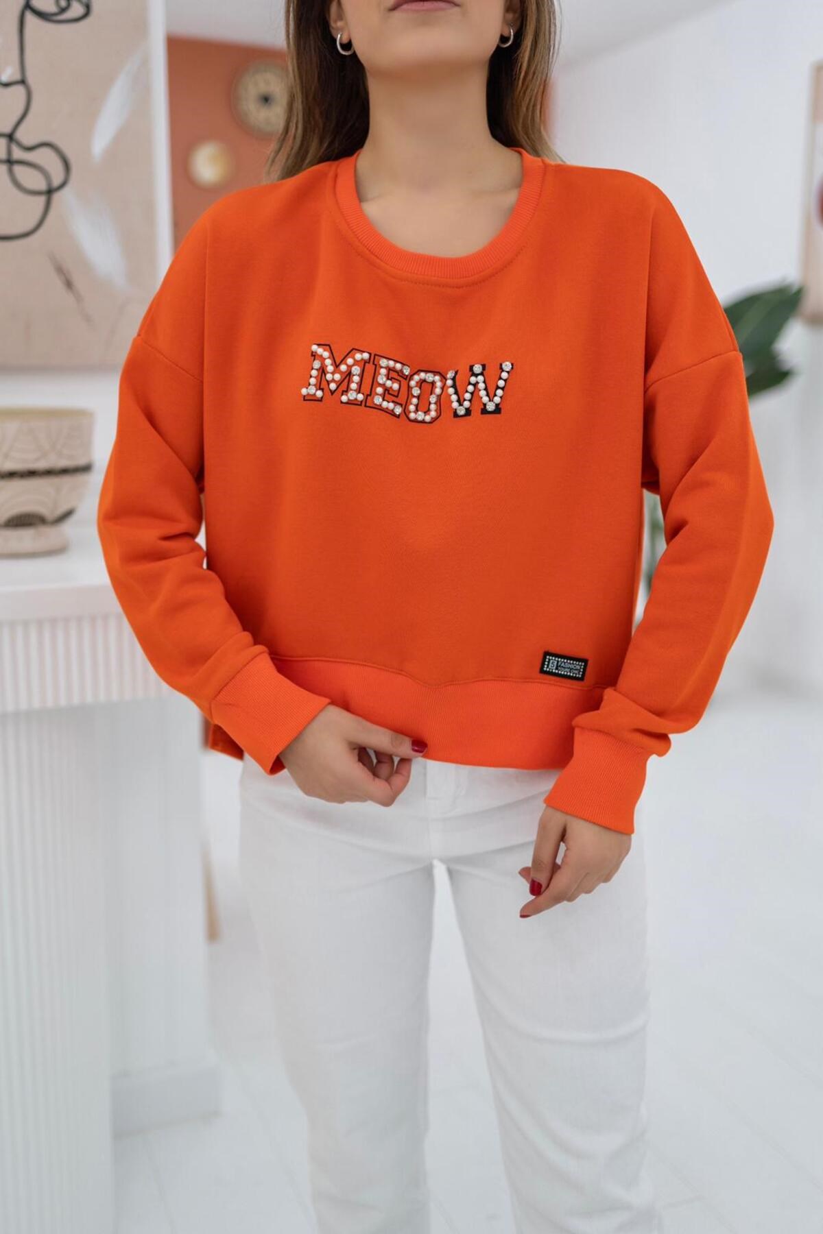 ELBEE Baskılı Sweatshirt - Turuncu