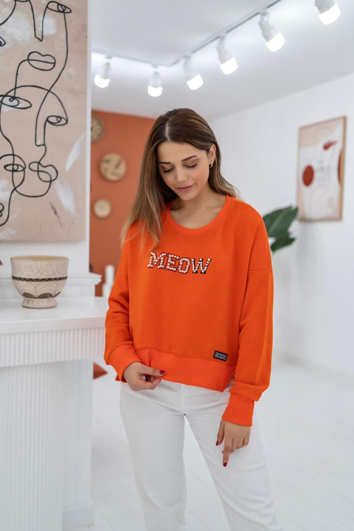 ELBEE Baskılı Sweatshirt - Turuncu