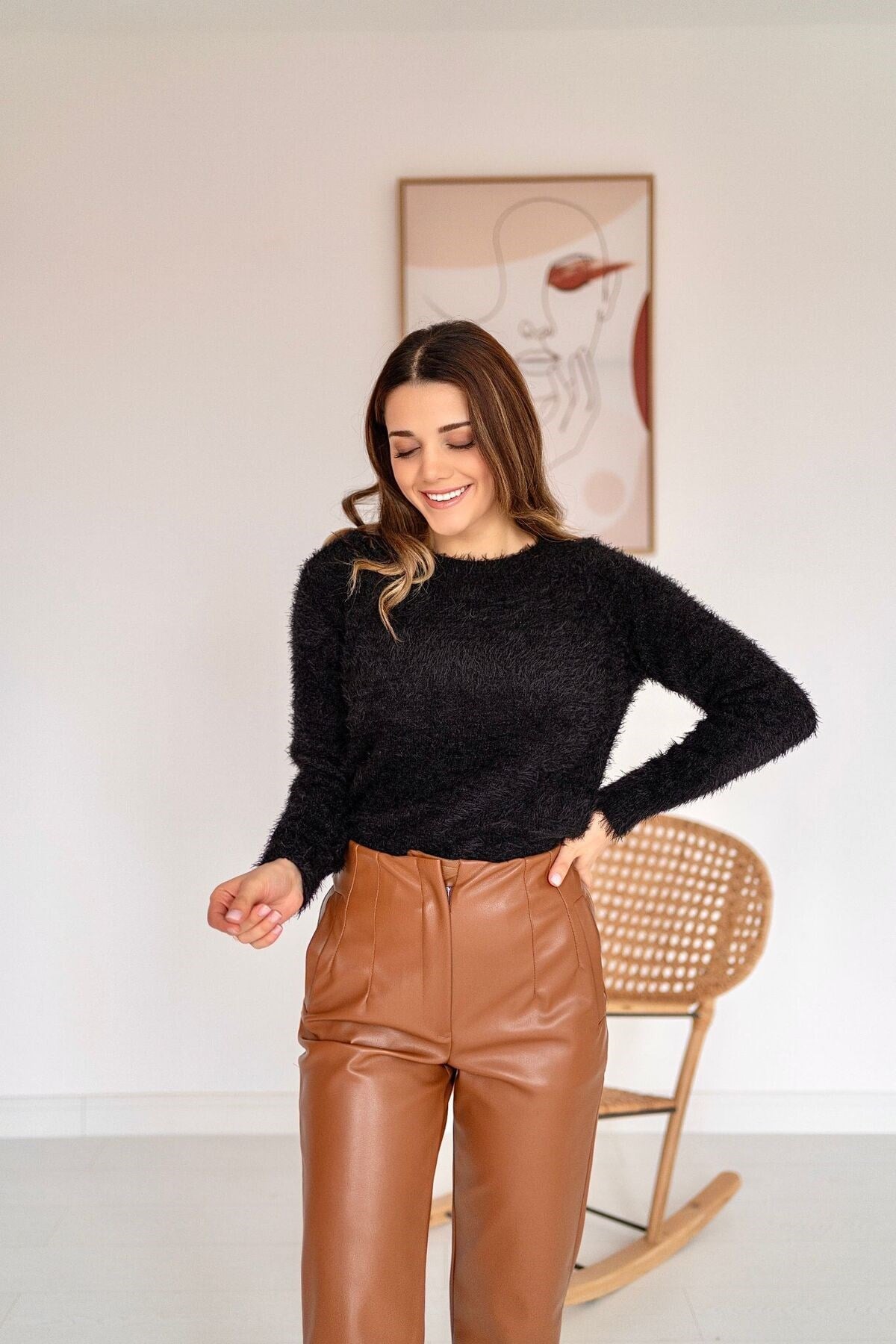 ELBEE Cepli Deri Pantolon - Taba
