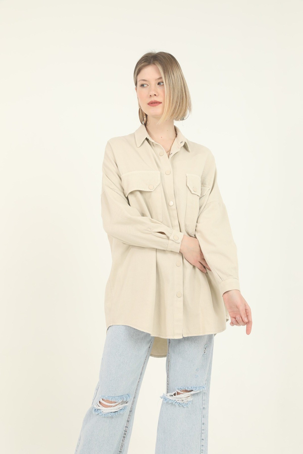 ELBEE Cepli Gömlek - Bej
