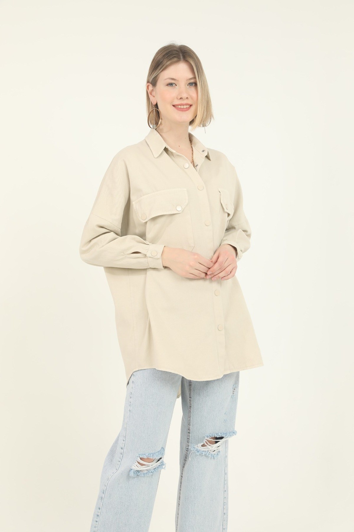 ELBEE Cepli Gömlek - Bej