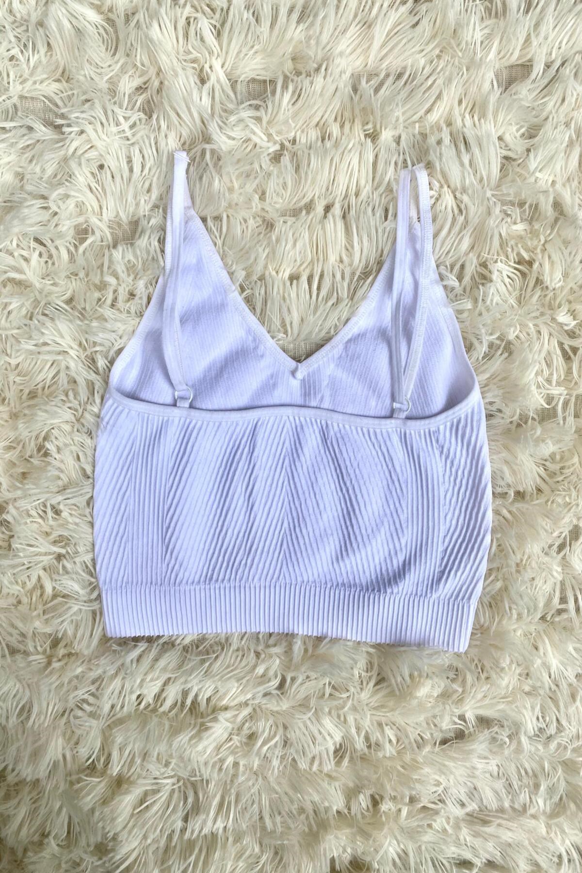 ELBEE Dikişsiz Kadın Crop - Beyaz