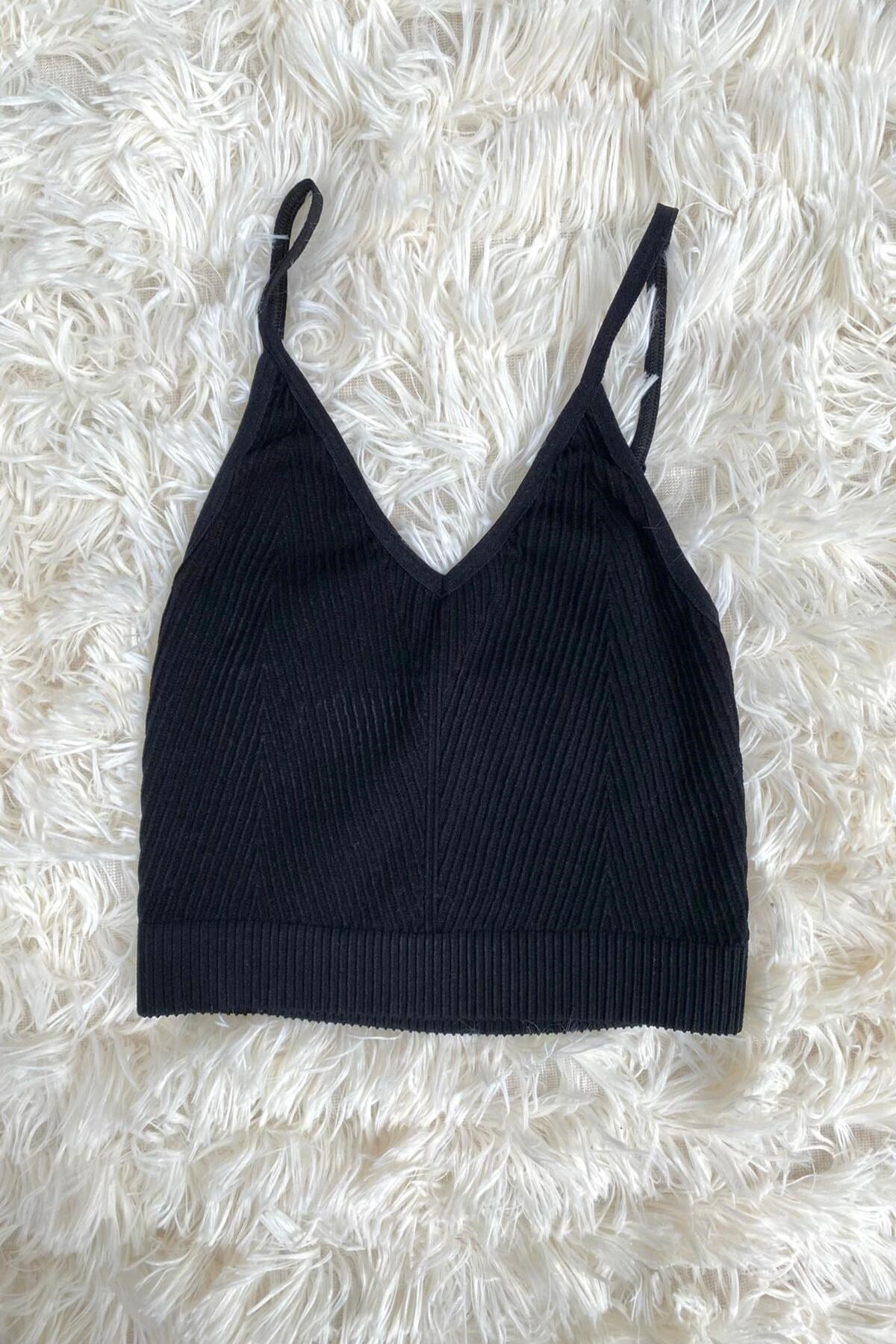 ELBEE Dikişsiz Kadın Crop - Siyah