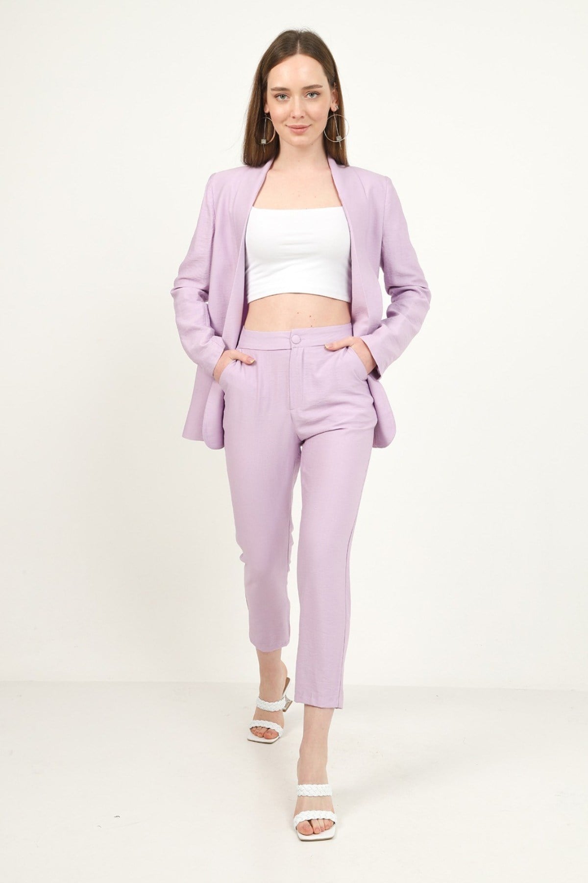 ELBEE Fit Ceket ve Pantolon Takım - Lila