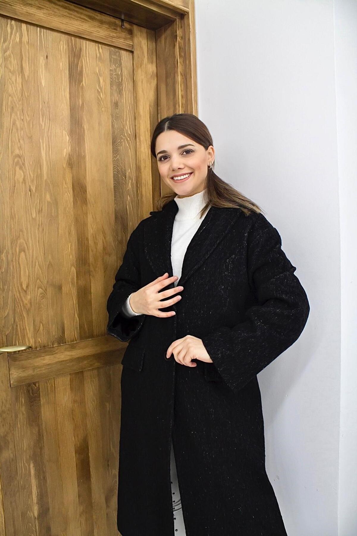 ELBEE Jakarlı Kaban - Siyah