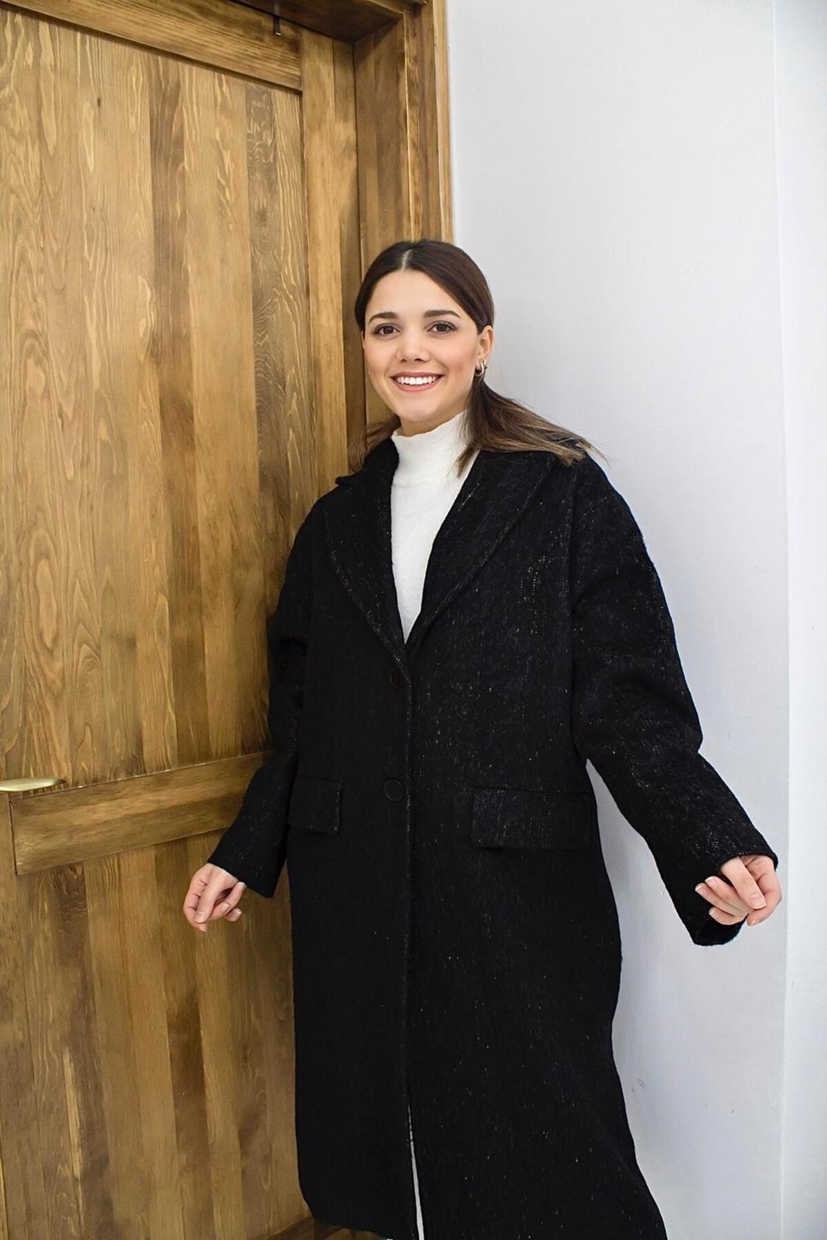 ELBEE Jakarlı Kaban - Siyah