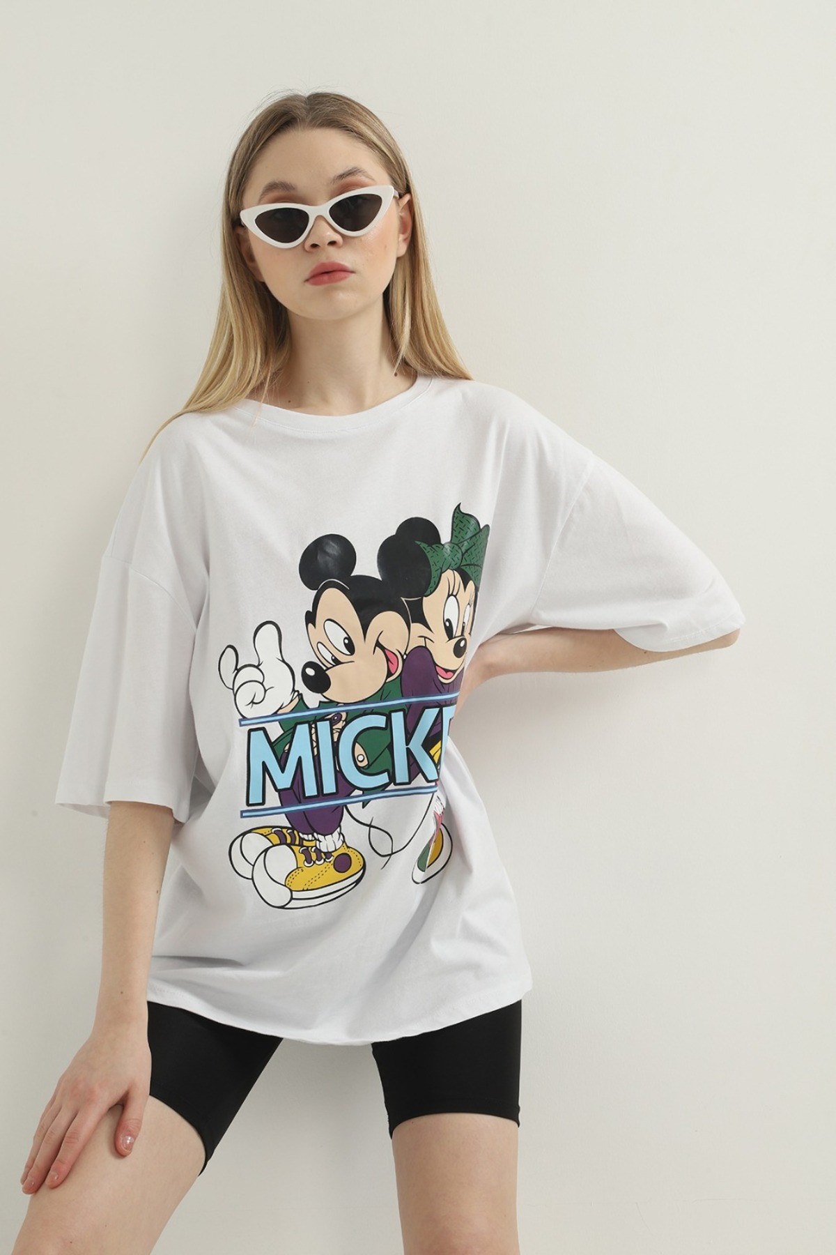 ELBEE Mickey Mouse Baskılı T-Shirt - Beyaz