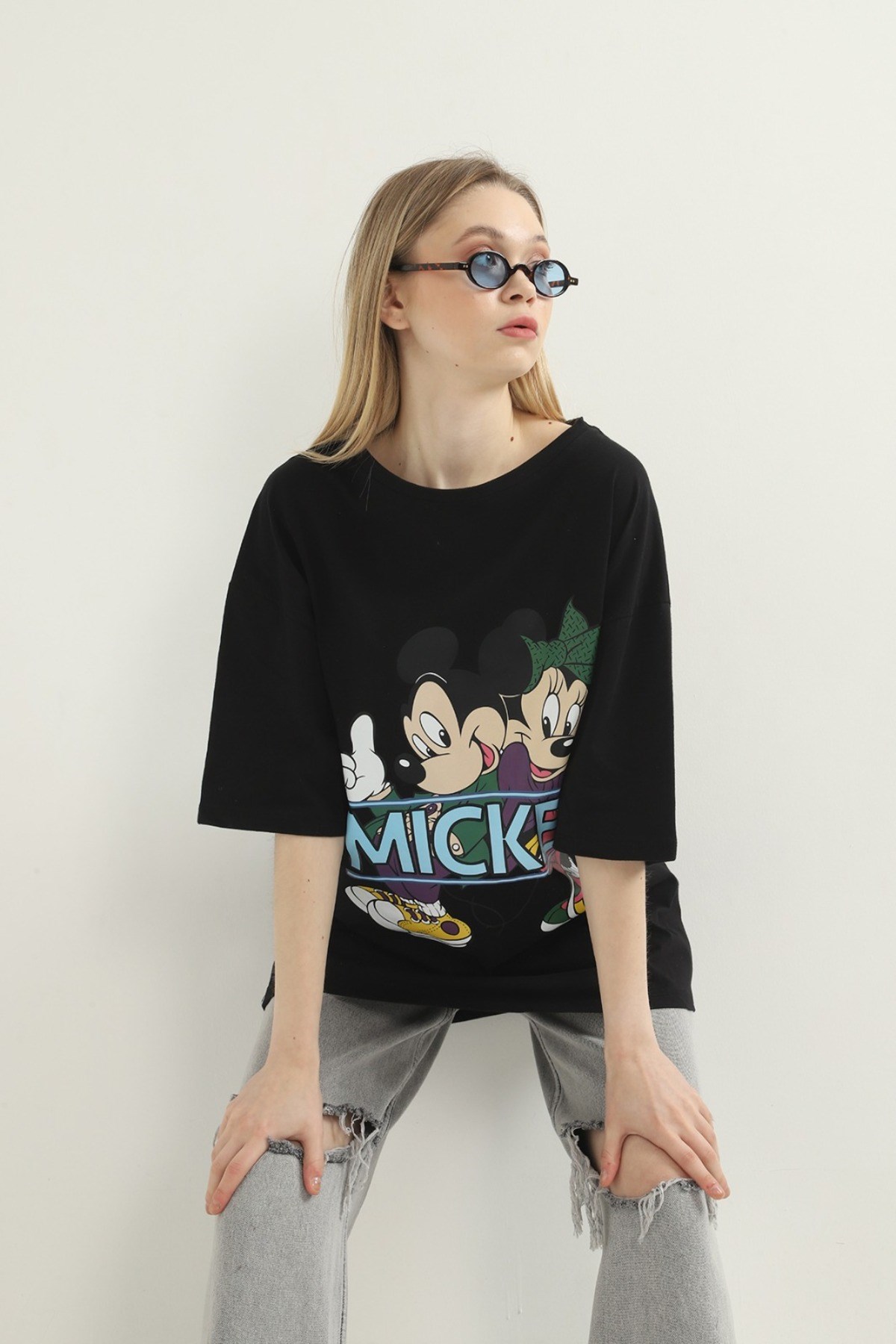 ELBEE Mickey Mouse Baskılı T-Shirt - Siyah