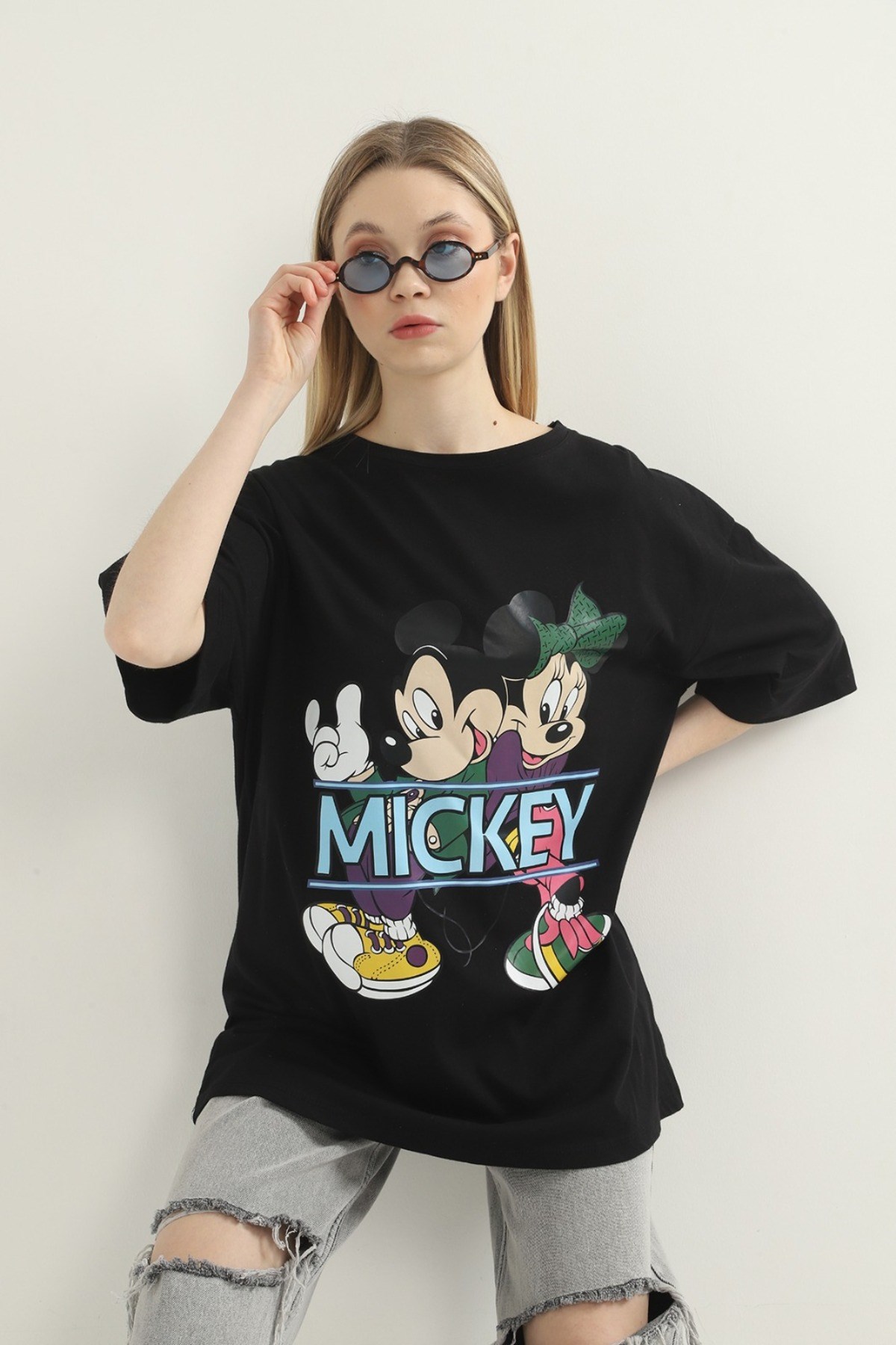 ELBEE Mickey Mouse Baskılı T-Shirt - Siyah